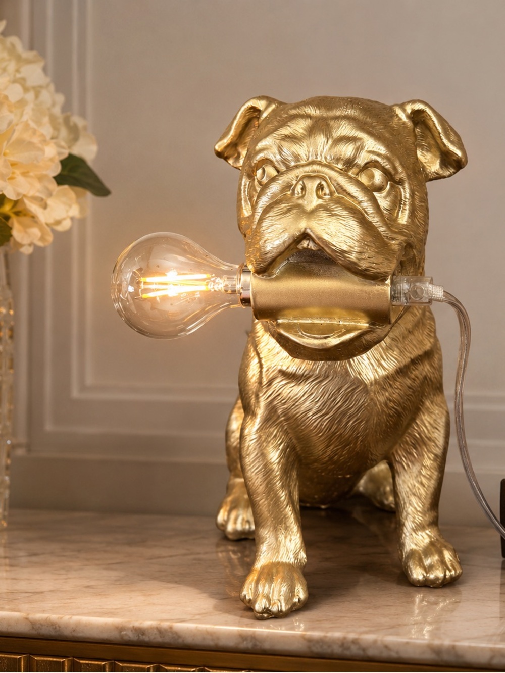 Gold Puppy Tabletop Lamp